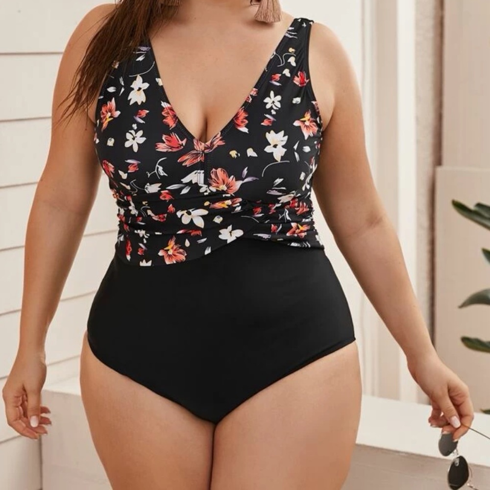 One Piece Floral Bathing Suit